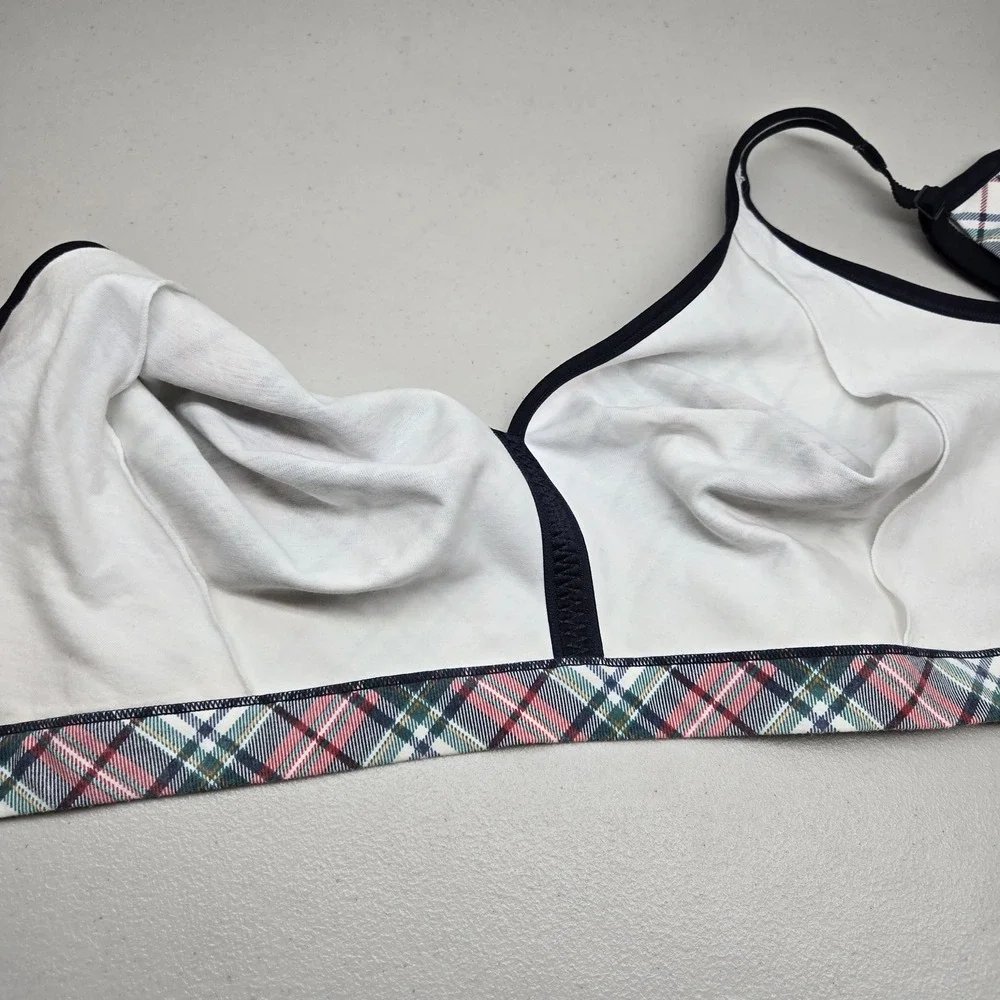 Cacique Women Bra 54DD Red Plaid T Shirt Unlined FUll Coverage Adjustable Straps